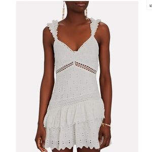 NWT LOVESHACKFANCY Desra Ruffled Silk Eyelet Mini Dress Size 8